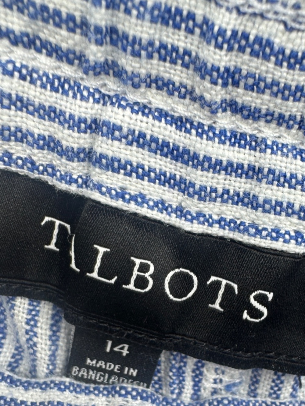 Talbots Linen Wide Leg Striped Pull On Relaxed Fit Pants Blue White Size 14 - Picture 4 of 5